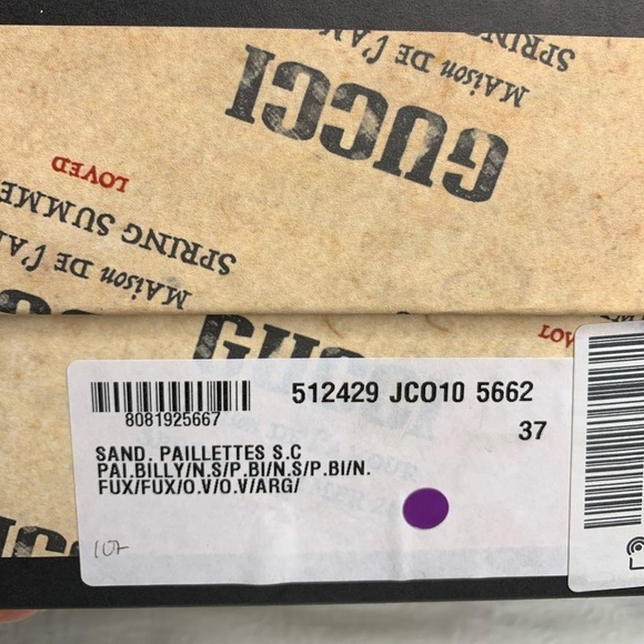 Gucci Haines 105 Mulitcolored Leather Sequined Sandals Size 37 - Picture 6 of 8